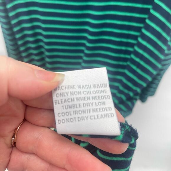 Soft Sorroundings Women's Striped tunic 3/4 Sleeve 2 Pockets Green navy blue Lar - Picture 10 of 12